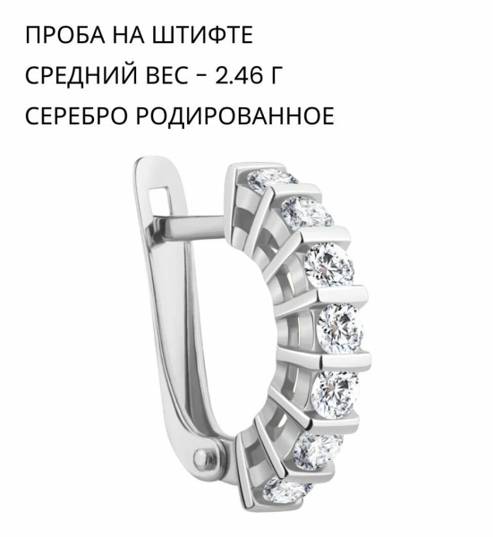 Серьги из серебра с фианитами